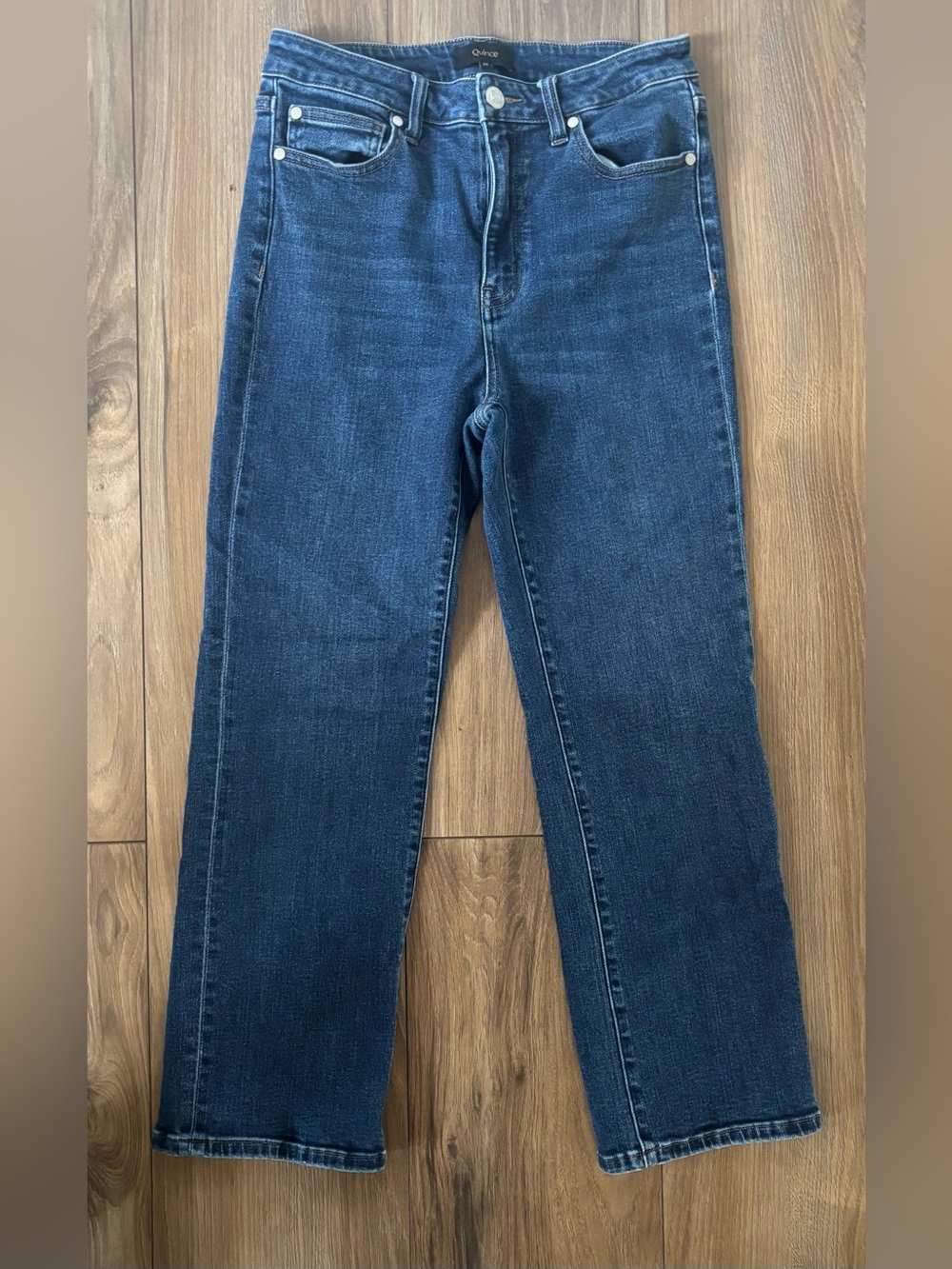 Quince Women's Straight-Leg Dark Blue Jeans